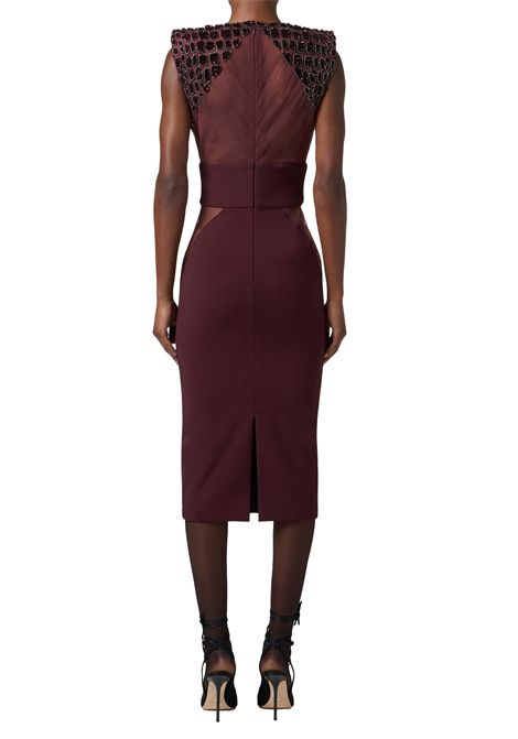 Abito Elisabetta Franchi donna AB83457E2EA4 Bordeaux  tulle ricamo cocco ELISABETTA FRANCHI | Abiti | AB83457E2EA4